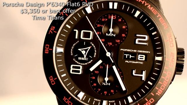 Porsche Design Flat6 P'6340 BNIB Retail $4,750 43MM PVD Steel Red Tachymeter смотреть онлайн