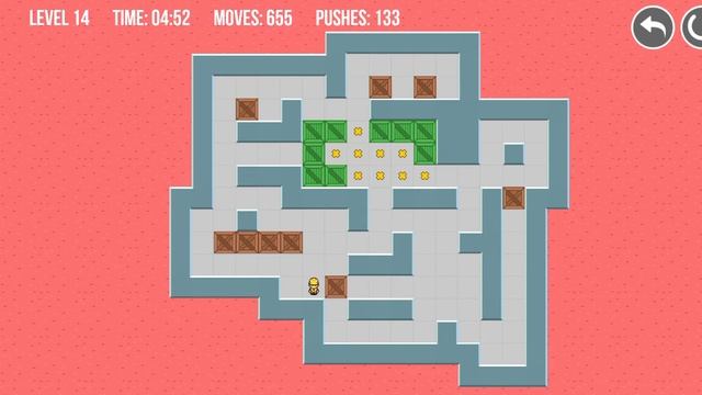 Sokoban level 14 classic puzzle game #14 Sokoban original and extra смотреть онлайн