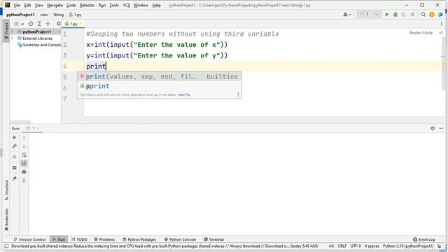 Python program to swap two numbers without using third variable смотреть онлайн