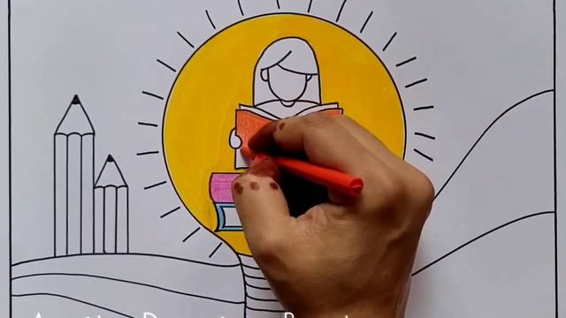 National Education Day poster Drawing | National Reading Day Drawing Easy | Vayana Dinam Drawing смотреть онлайн
