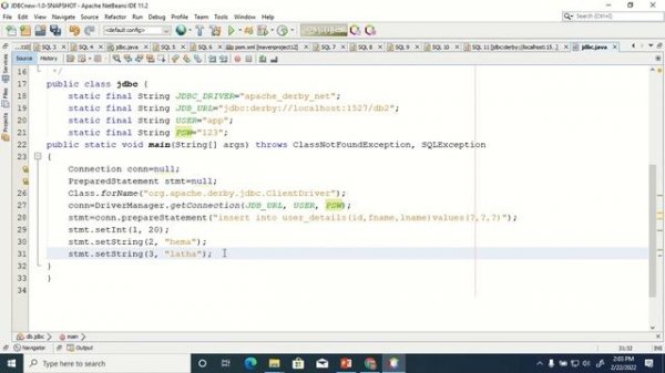 Java Database Connectivity|JBDC Connectivity|Apache Netbeans Derby Connection|Derby Database