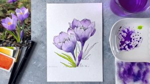 Рисуем цветы акварелью за 10 минут? Скетч для начинающих. Рисование с нуля