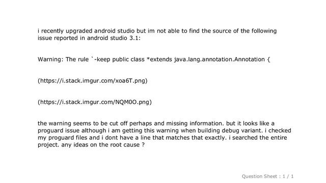 Android : android studio 3.1 Warning: The rule `-keep public class *extends java.lang.annotation.An смотреть онлайн