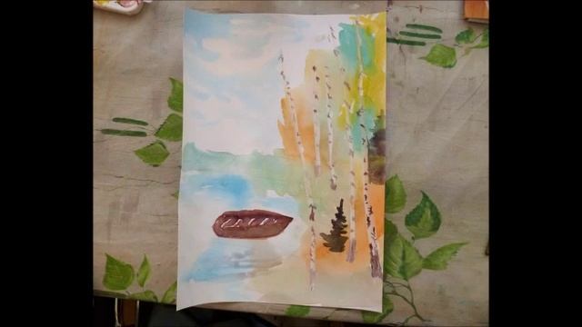 Осенний пейзаж с лодкой (мастер-класс) смотреть онлайн