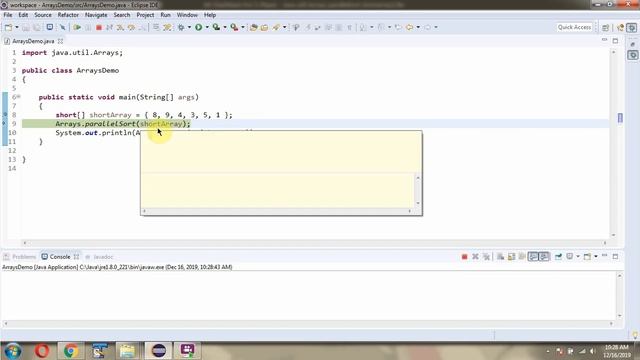 How to use parallelSort(short[] a) method of Java.util.Arrays Class? смотреть онлайн
