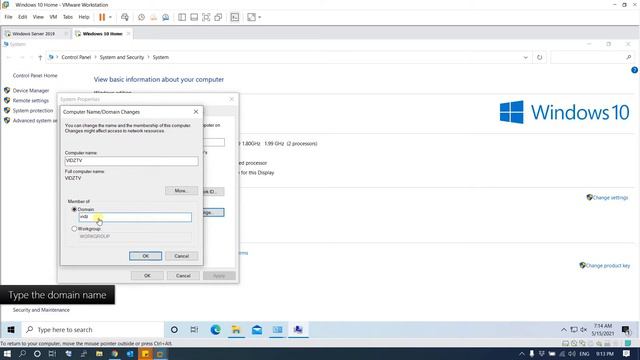 How to join Windows 10 client to Domain Windows Server 2019 on VMware Workstation смотреть онлайн