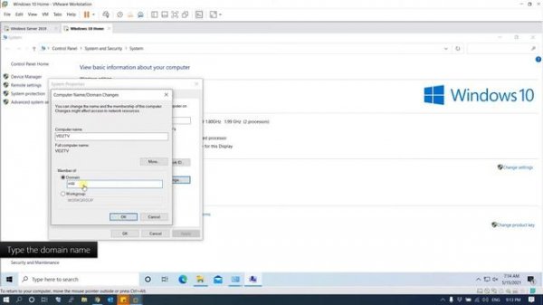 How to join Windows 10 client to Domain Windows Server 2019 on VMware Workstation