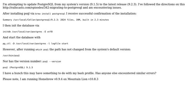 Upgrading PostgreSQL via Homebrew смотреть онлайн