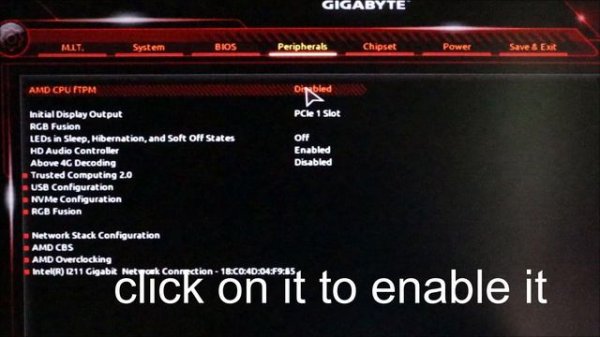 How to enable tpm 2.0 in bios gigabyte motherboard amd