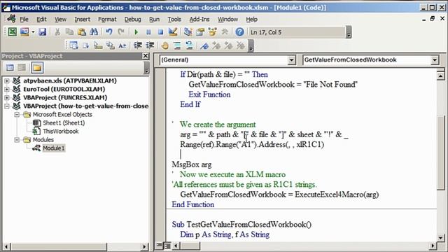 Get Value from Closed Workbook with VBA смотреть онлайн