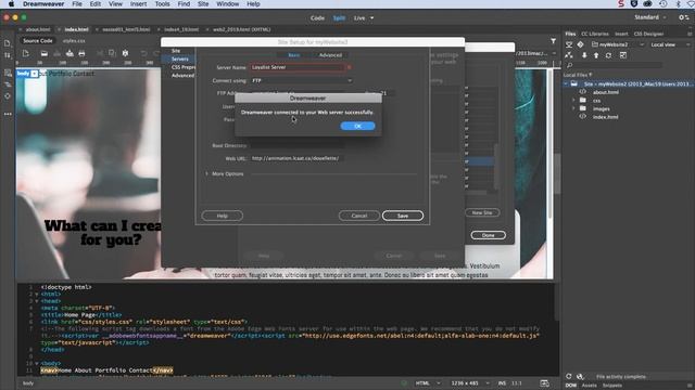 Remote Server Setup in Dreamweaver - Note Login and server address have changed - смотреть онлайн