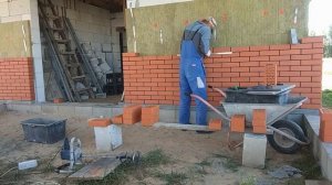 Процесс облицовки фасада дома кирпичом под рейку.Часть 6(микс).