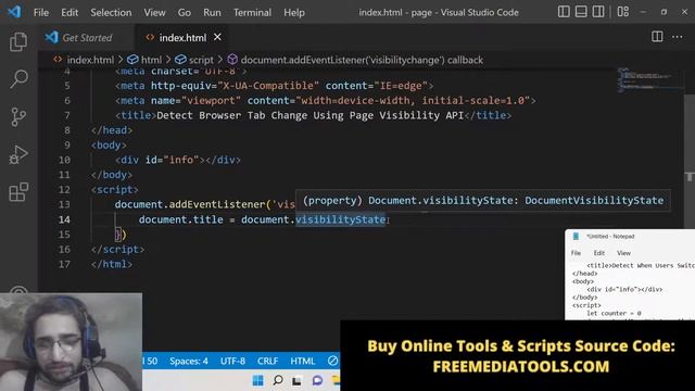 Javascript Page Visibility API Example to Detect When Users Switch Tabs in Browser Full Example смотреть онлайн