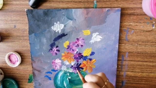 Букет полевых цветов, гуашью. #Рисование_для_всех, #DrawingForYou, #paintingtutorials.