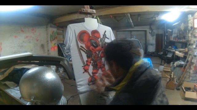 Аэрография на футболке "ДэД Маус" смотреть онлайн