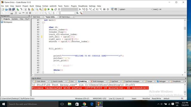 C Programming simple Space Invaders Game Switch case 2D arrays, basic coding смотреть онлайн