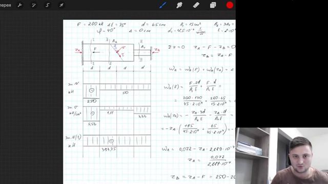 Расчет статически неопределимого стержня на растяжение сжатие смотреть онлайн