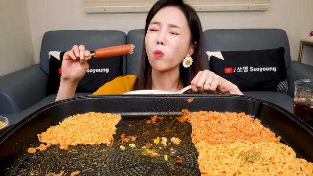 편의점 🔥 6가지맛 라면 불닭볶음면 치즈불닭 짜장불닭 한국 라면 먹방 Korean Convenience Store Food Ramyun Mukbang ASMR Ssoyoung
