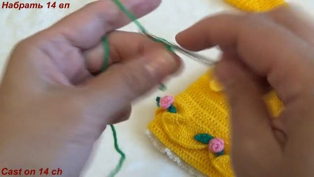 Вяжем платье с цветами для Авроры и Ариэль: часть 8. (DIY: doll dress crochet ) смотреть онлайн