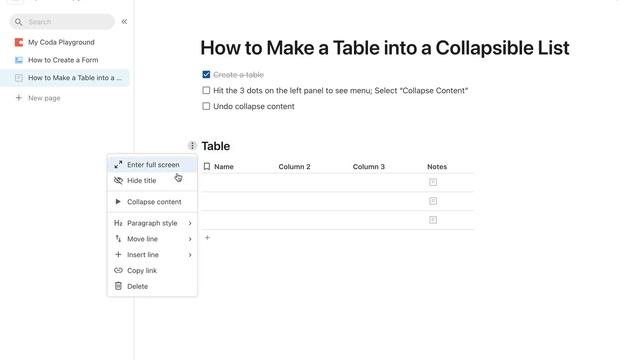 How to Make a Table into a Collapsible List [in Coda.io] смотреть онлайн