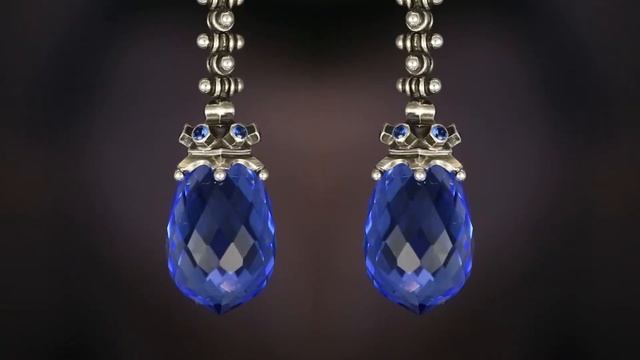 Earrings with Blue Quartz and Sapphire смотреть онлайн