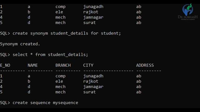 ADBMS Unit1 Sequence and Synonyms in SQL Lecture7 by Dhruvi Marsonia смотреть онлайн