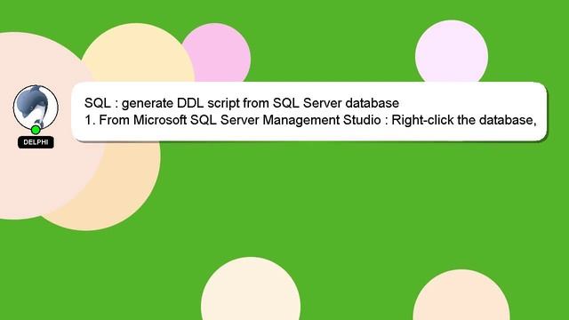 SQL : generate DDL script from SQL Server database смотреть онлайн