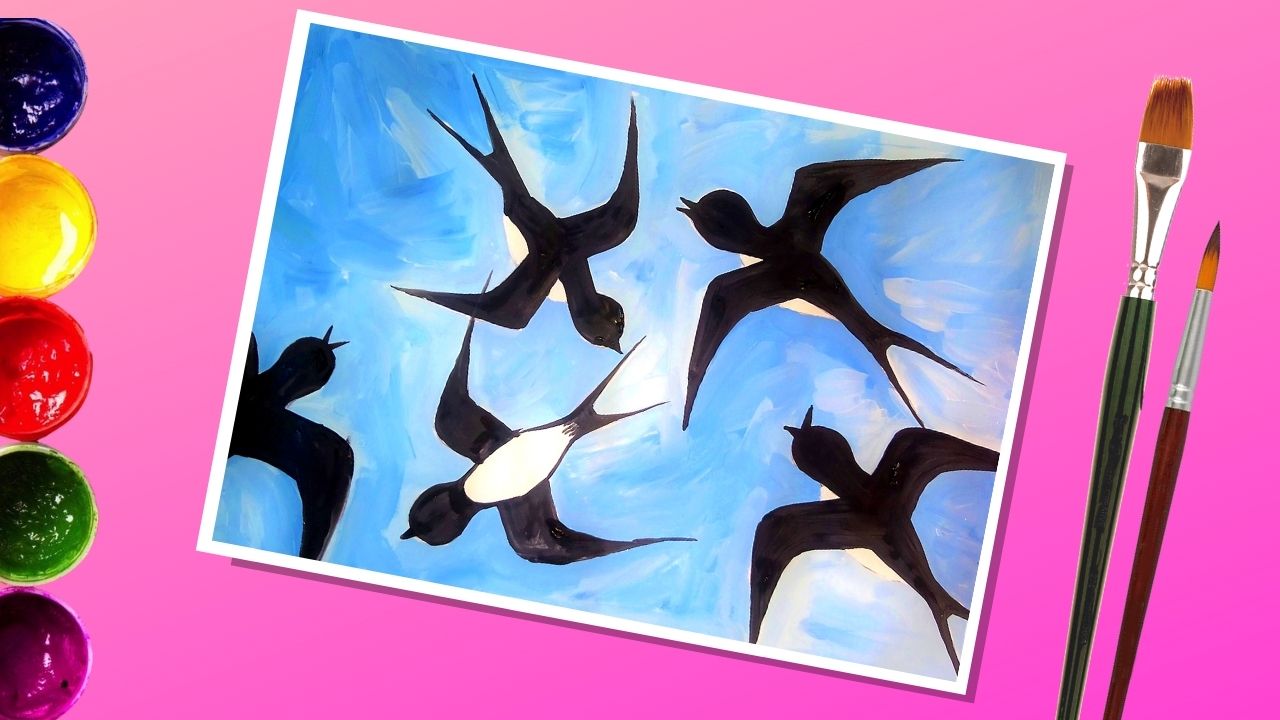 Как нарисовать ласточек в небе. #рисованиебесплатно #как_нарисовать #какнарисовать #рисунокласточки смотреть онлайн