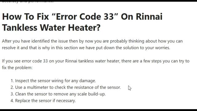 Rinnai Tankless Water Heater Error Code 33 смотреть онлайн