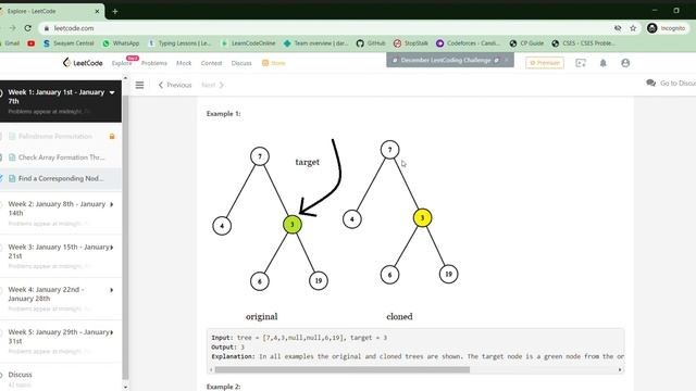 Find a Corresponding Node of a Binary Tree in a Clone of That Tree Leetcode week-1 смотреть онлайн