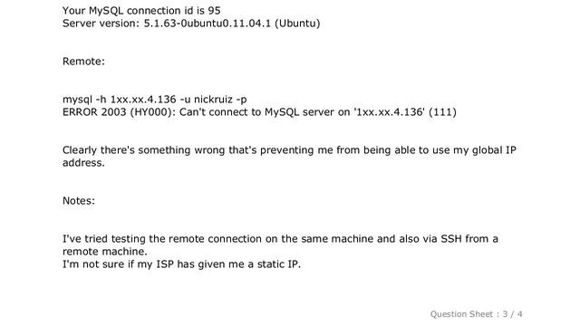 MySQL : ERROR 2003 (HY000): Can't connect to MySQL server (111) смотреть онлайн