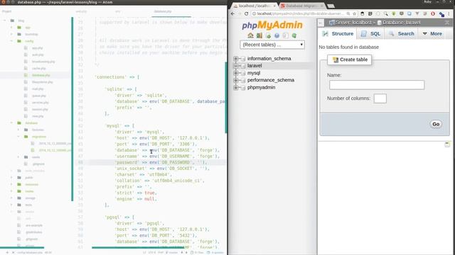 Laravel 5.5 lesson - 4 How to configure MySQL with Laravel application смотреть онлайн