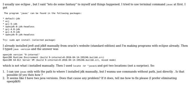Ubuntu: Unable to "java" , "javac" etc. commands on terminal directly and two versions of jdk? смотреть онлайн