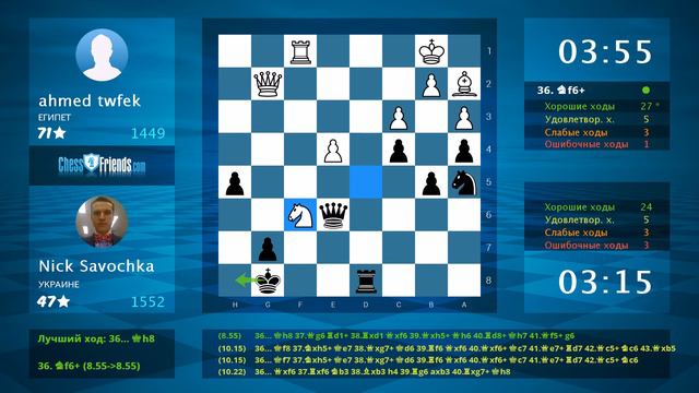 Chess Game Analysis: ahmed twfek - Nick Savochka : 0-1 (By ChessFriends.com) смотреть онлайн
