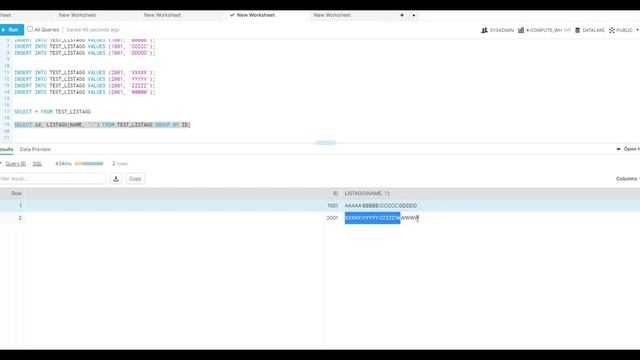 How to concatenate records from different rows into one in Snowflake смотреть онлайн