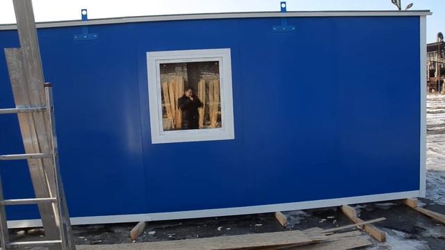 Бытовка синяя 6,00*2,46 2 окна mvmodul.com смотреть онлайн