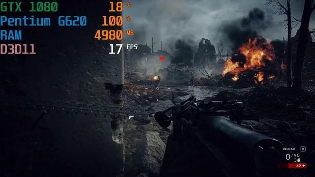 Battlefield 1 Pentium G620 GTX 1080 8GB RAM..........BOTTLENECK!!! смотреть онлайн