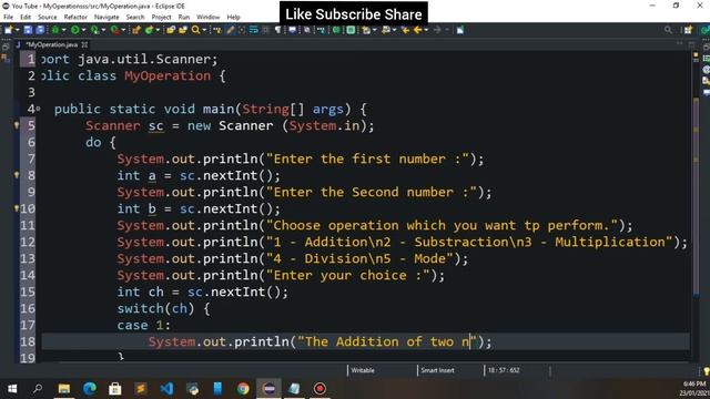 Java Program for Addition, Subtraction, Multiplication, Division and Modulo of two numbers (switch) смотреть онлайн