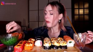 MUKBANG | Роллы, салаты | Sushi/rolls, salad не ASMR
