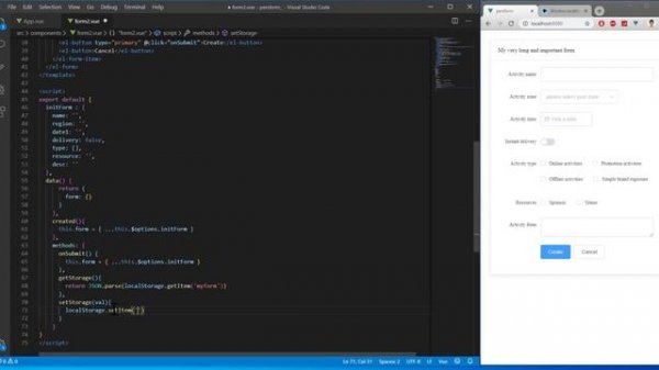Learn Vue.js (RU): Формы, устойчивые к обновлению страницы // Refresh-safe Forms with localStorage