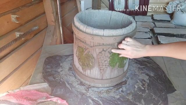Бочка вазон из цемента, имитация дубовой бочки/поделки из цемента смотреть онлайн