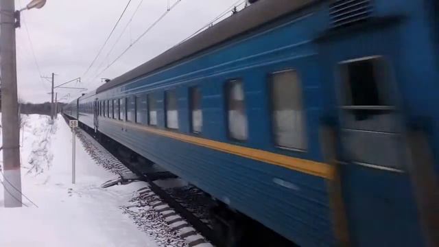 Электровоз ЧС7-018 с поездом№073А Москва-Львов платформа Ожигово 6.02.2016 смотреть онлайн