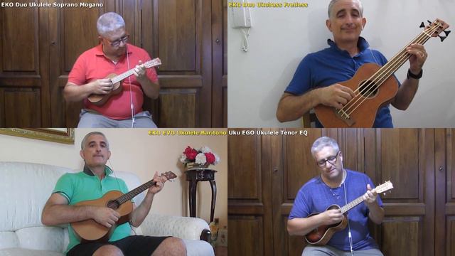 "The Sound of Silence" con 4 Ukulele Eko - Tutorial con Tabs e Accordi смотреть онлайн