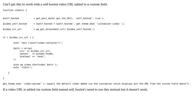 Wordpress: Using Self Hosted Video URL With Custom Fields смотреть онлайн