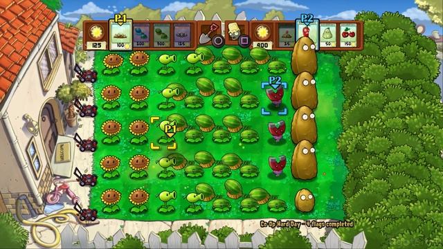 Plants vs. Zombies [PS3] [2 Player] Survival Hard Day Gameplay смотреть онлайн