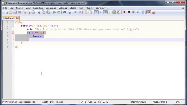 PHP beginners tutorial 21 - break and continue смотреть онлайн