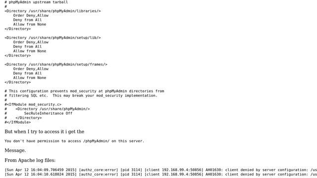 Centos 7 / phpmyadmin "Forbidden: You don't have permission to access /phpmyadmin on this server." смотреть онлайн
