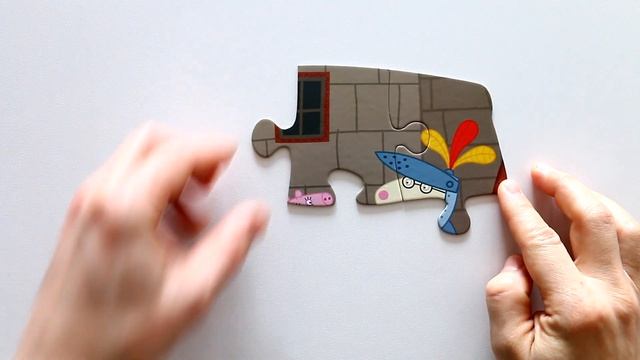 Mr. Rabbit and Peppa Pig's Family at the Viking Festival - solving jigsaw puzzles for kids смотреть онлайн