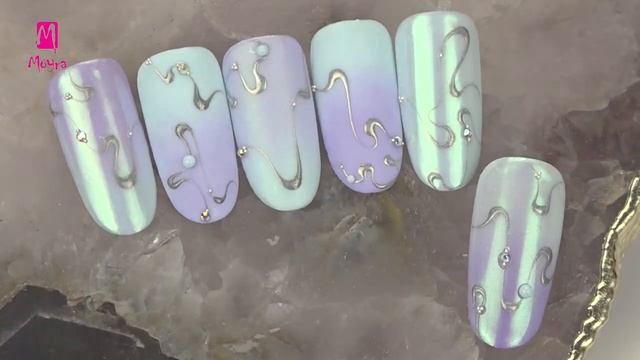 Amazing nail art with Shell Effect powder and Holo Mirror powder (nailstamping.com) смотреть онлайн