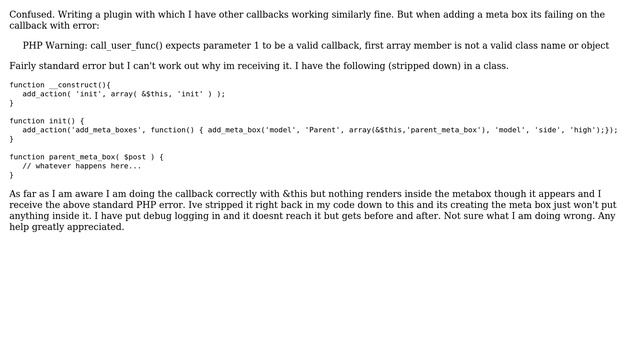 Wordpress: PHP Warning: call_user_func() expects parameter 1 to be a valid callback смотреть онлайн